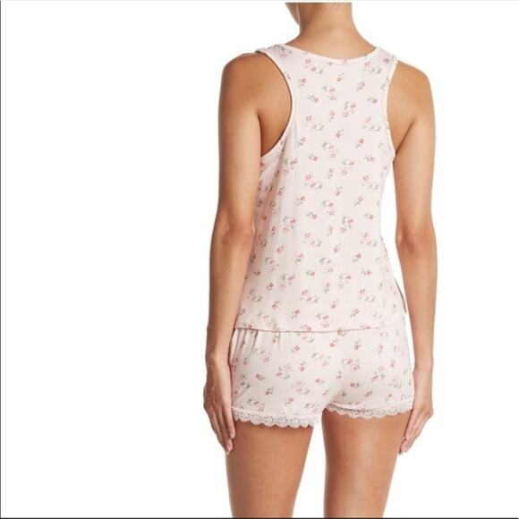 Flora Nikrooz Pink Floral Print Tank Top and Shorts 2 Piece Pajama Set NEW - Picture 2 of 8